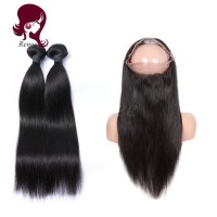 360 lace frontal with 2 bundles silky straight brazilian virgin hair