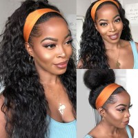 headband wig water wave natural color 100% human hair