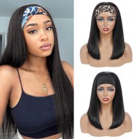 headband wig straight bob natural color 100% human hair