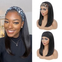 headband wig straight bob natural color 100% human hair