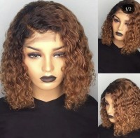 Water Wave Ombre 1B/Brown Ombre Color Lace Front Wig Remy Hair Brazilian Human Hair Wigs Pre Plucked