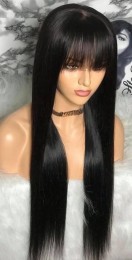 Glueless 4×4 Closure wig,straight with bang ,hair can  bleach , dye , straight and curl, no glue needed