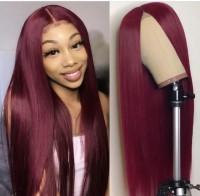 99J/Burgundy Red Human Hair Wigs Lace Front Wig