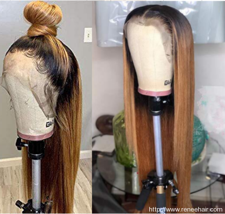 Straight Ombre 1B/27 Ombre Color  For Black Women Remy Hair Brazilian Human Hair Wigs Pre Plucked