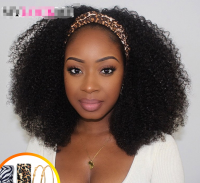 headband wig afro kinky curly natural color 100% human hair