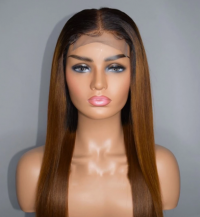 Glueless 3.5×4 Closure wig,highlight color ,straight ,hair can  bleach , dye , straight and curl, no glue needed
