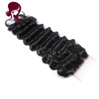 Barzilian virgin hair deep wave 4 bundles with closure natural black color free shipping