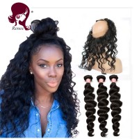 360 lace frontal with 2 bundles loose body Peruvian virgin hair