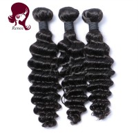 Peruvian virgin hair 2 bundles with lace frontal closure deep wave natural black color free shipping