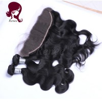 Barzilian virgin hair 2 bundles with lace frontal closure body wave natural black color free shipping