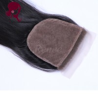 silk base closure silky straight peruvian virgin hair natural black color