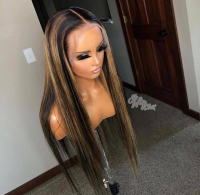 Highlight Blonde Color Straight Remy Hair Brazilian Human Hair Wigs Pre Plucked